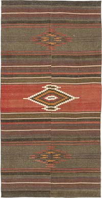 Vintage Manastir Kilim Rug - 4' 1" x 8' 2" (49" x 98")