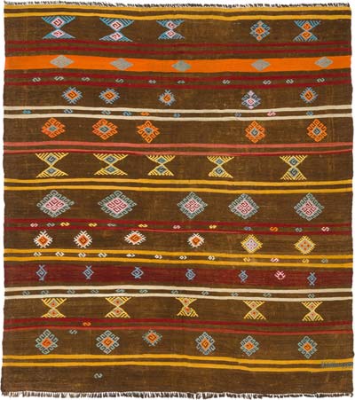 Vintage Anatolian Kilim Rug - 7' 3" x 7' 10" (87" x 94")
