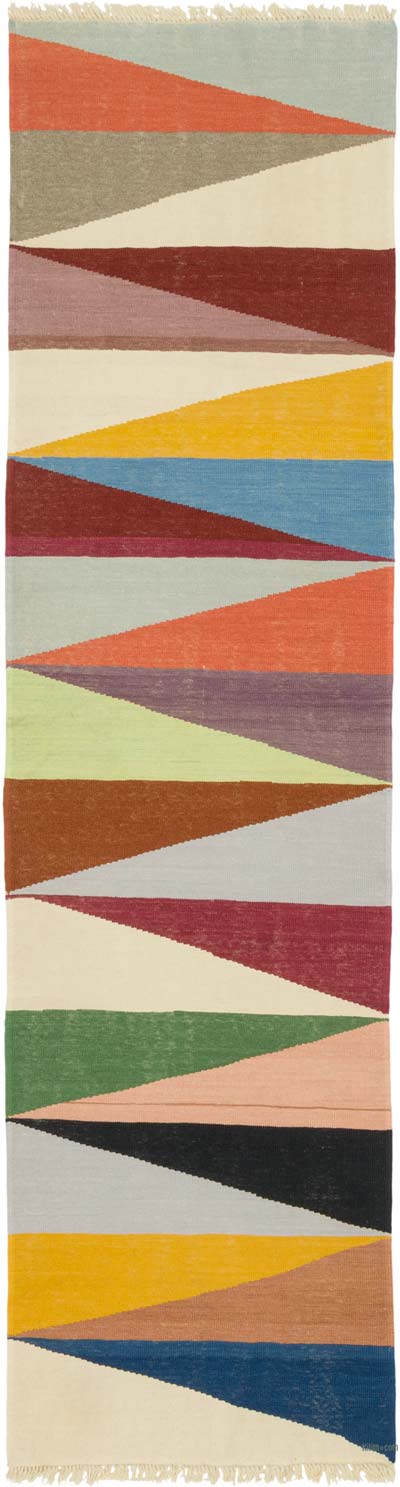 New Handwoven Turkish Kilim Rug - 3' 5" x 12' 6" (41" x 150")