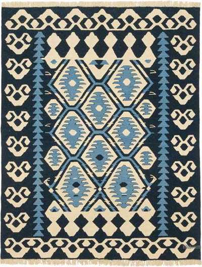 New Handwoven Turkish Kilim Rug - 6' 2" x 7' 10" (74" x 94")