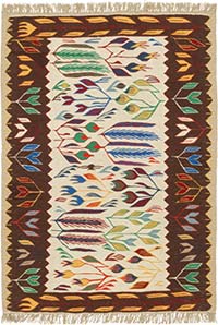 New Handwoven Turkish Kilim Rug - 4'  x 5' 6" (48" x 66")