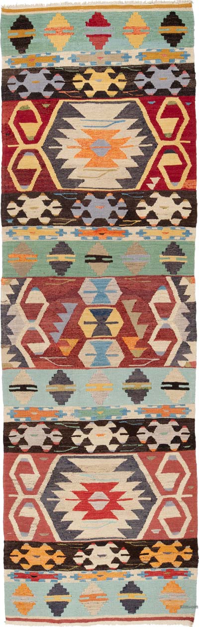 New Turkish Handwoven Kilim Runner - 3' 6" x 11'  (42" x 132")