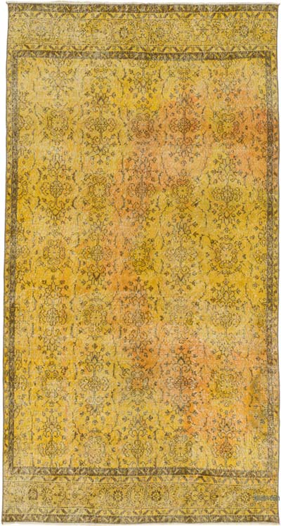 Over-dyed Vintage Hand-Knotted Turkish Rug - 5' 5" x 10'  (65" x 120")