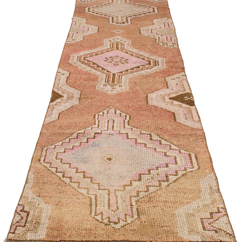 Pasillo Vintage Turco Anudado a Mano - 79 cm x 314 cm - K0091807
