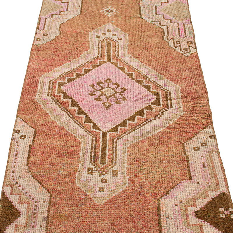 Pasillo Vintage Turco Anudado a Mano - 79 cm x 314 cm - K0091807