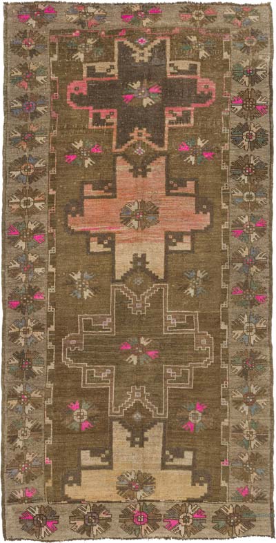 Vintage Turkish Hand-Knotted Rug - 4' 9" x 9' 3" (57" x 111")