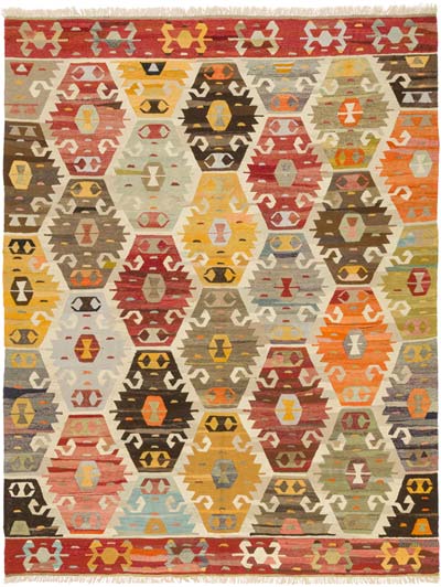 New Turkish Handwoven Kilim Rug - 8' 8" x 11' 2" (104" x 134")
