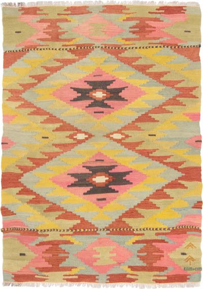 Vintage Afyon Kilim Rug - 2' 11" x 3' 11" (35" x 47")