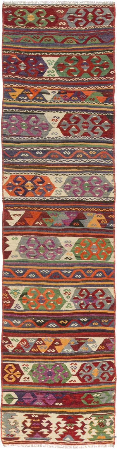 Vintage Afyon Kilim Runner - 2' 7" x 9' 11" (31" x 119")
