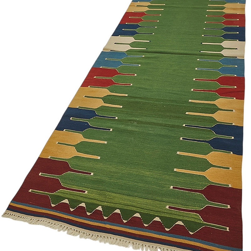 Alfombra de Pasillo Kilim Turca Tejida a Mano - K0092311
