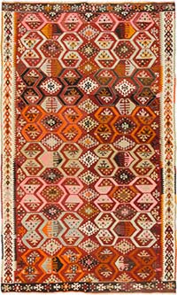 Vintage Adana Kilim Rug - 6' 1" x 10' 3" (73" x 123")