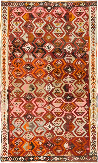 Vintage Adana Kilim Rug - 6' 1" x 10' 3" (73" x 123")