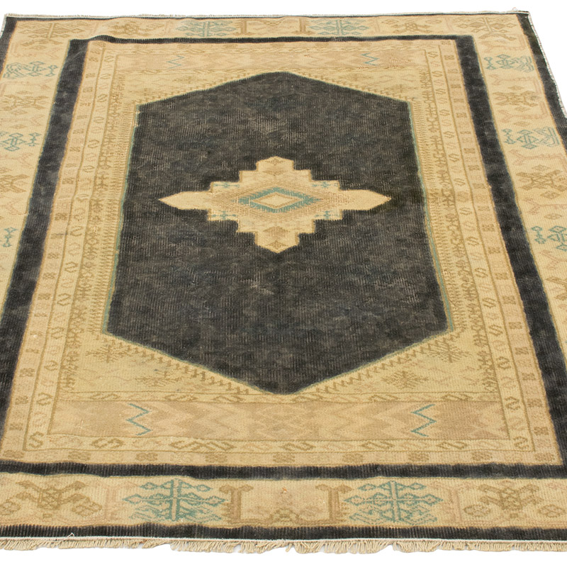 Vintage Turkish Hand-Knotted Rug - 97 cm x 127 cm - K0092580