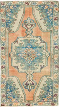 Alfombra Vintage Turca Anudada a Mano - 133 cm x 237 cm
