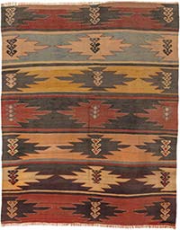Vintage Sivas Kilim Rug - 4'  x 4' 9" (48" x 57")
