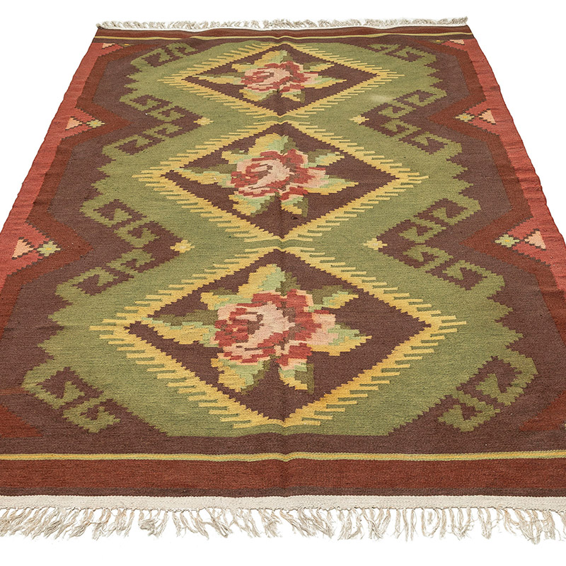 Vintage Balkan Kilim Rug - 5'  x 7' 10" (60" x 94") - K0092655