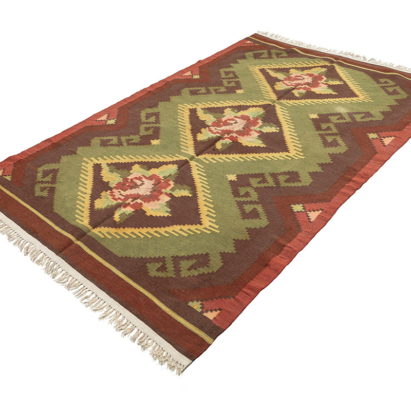 Vintage Balkan Kilim Rug - 5'  x 7' 10" (60" x 94") - K0092655