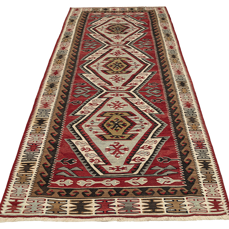 Alfombra Pasillera Kilim Vintage de Adana - K0092664