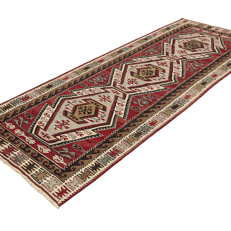 Alfombra Pasillera Kilim Vintage de Adana - K0092664