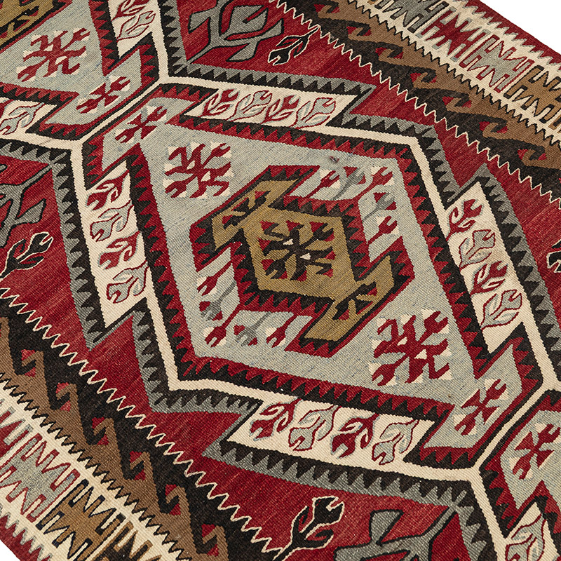 Alfombra Pasillera Kilim Vintage de Adana - K0092664