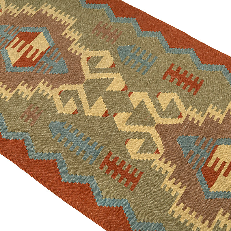 Alfombra de Pasillo Kilim Turca Tejida a Mano - K0092670