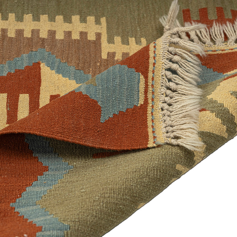 Alfombra de Pasillo Kilim Turca Tejida a Mano - K0092670