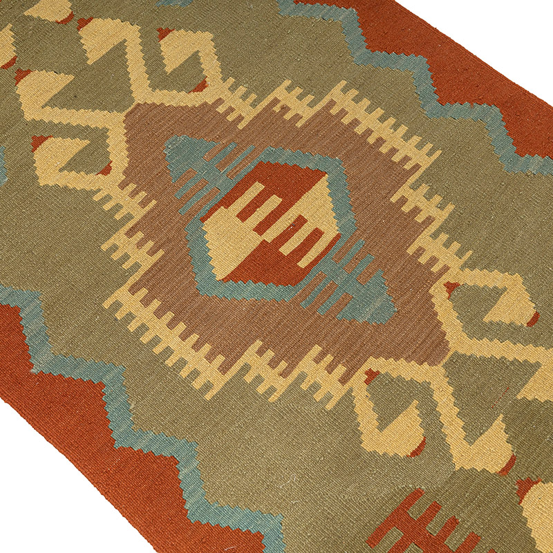Alfombra de Pasillo Kilim Turca Tejida a Mano - K0092671