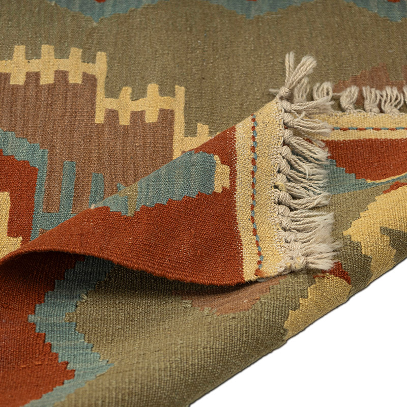 Alfombra de Pasillo Kilim Turca Tejida a Mano - K0092671