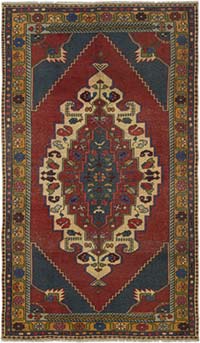 Alfombra Vintage Turca Anudada a Mano - 141 cm x 240 cm
