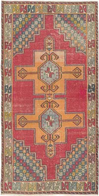 Alfombra Vintage Turca Anudada a Mano - 127 cm x 250 cm