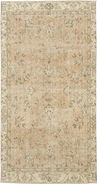 Vintage Turkish Hand-Knotted Rug - 4' 9" x 9'  (57" x 108")