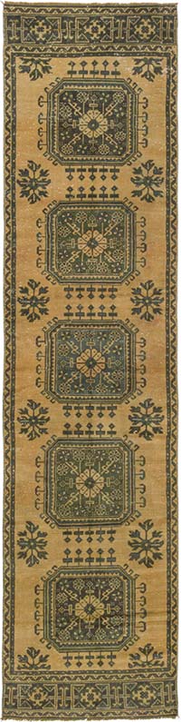 Vintage Turkish Hand-Knotted Runner - 2' 10" x 11' 4" (34" x 136")