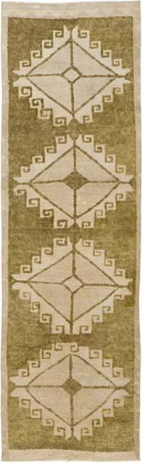 Vintage Turkish Hand-Knotted Runner - 3' 1" x 10'  (37" x 120")