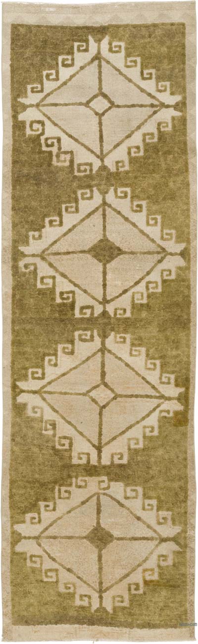 Vintage Turkish Hand-Knotted Runner - 3' 1" x 10'  (37" x 120")