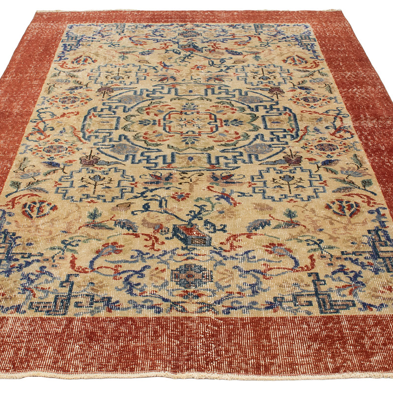 Vintage Turkish Hand-Knotted Rug - 4' 5" x 7' 5" (53" x 89") - K0092757