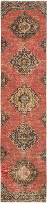 Pasillo Vintage Turco Anudado a Mano - 82 cm x 352 cm
