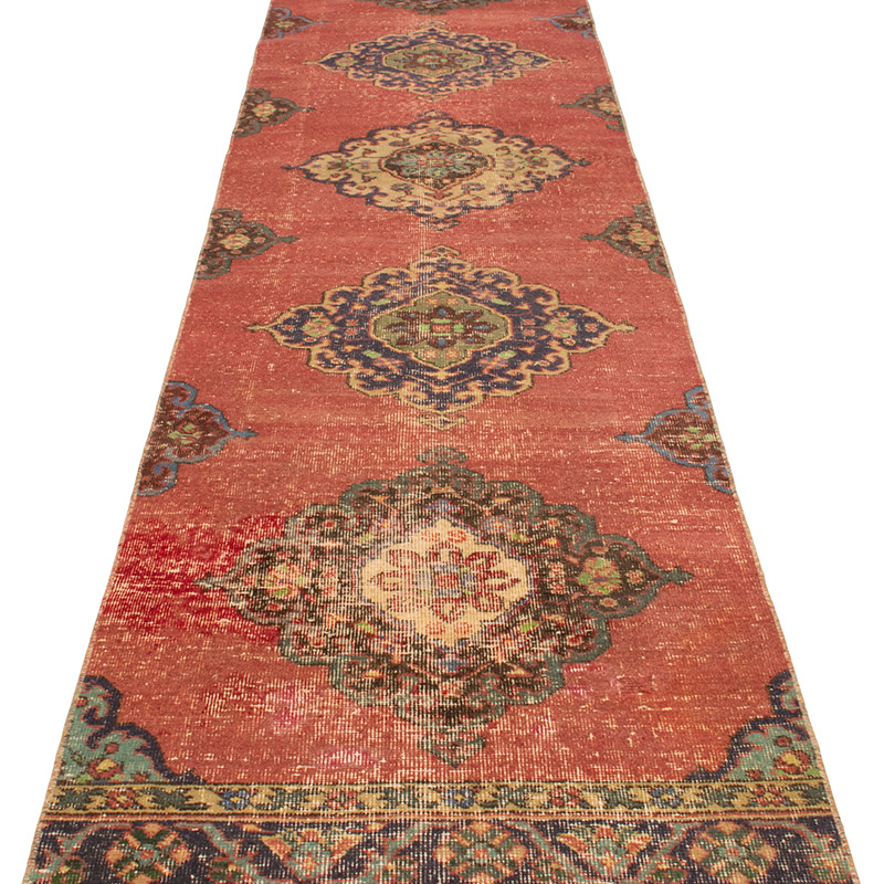 Pasillo Vintage Turco Anudado a Mano - 82 cm x 352 cm - K0092827