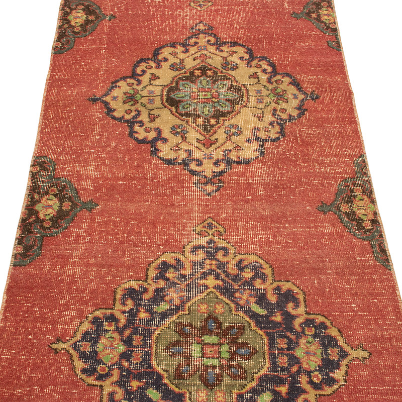 Pasillo Vintage Turco Anudado a Mano - 82 cm x 352 cm - K0092827