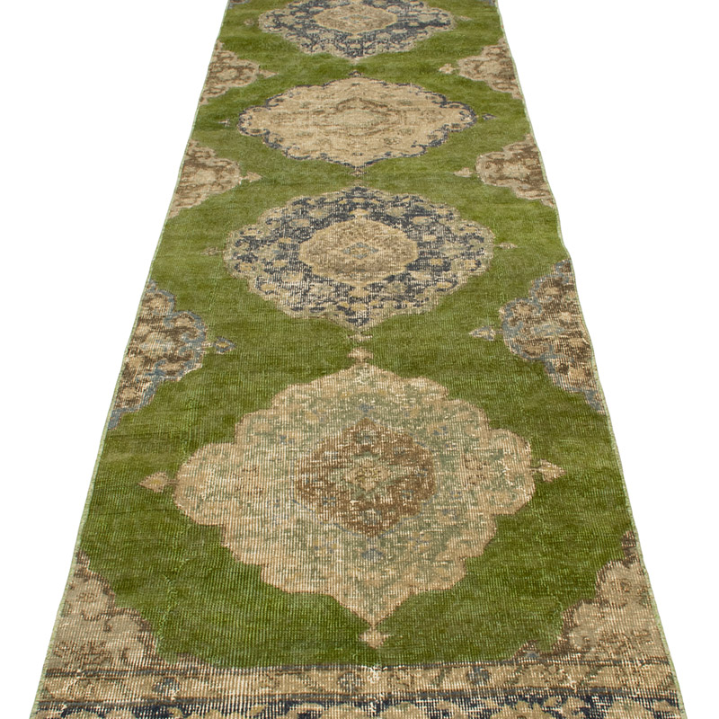 Pasillo Vintage Turco Anudado a Mano - 78 cm x 359 cm - K0092828