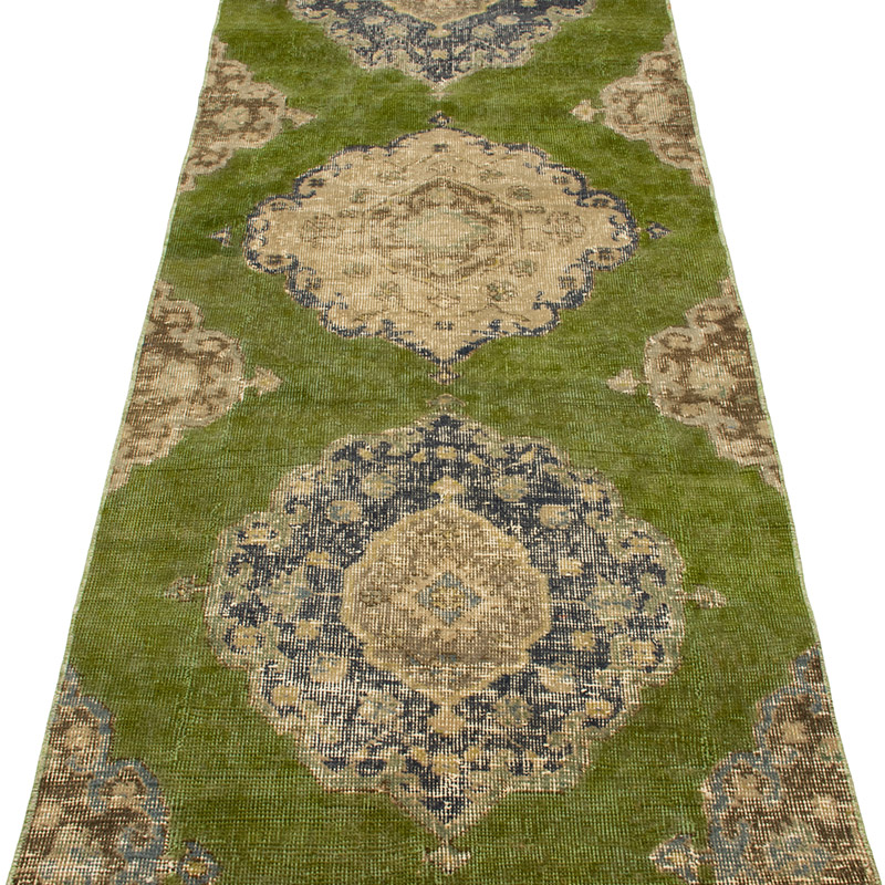 Pasillo Vintage Turco Anudado a Mano - 78 cm x 359 cm - K0092828