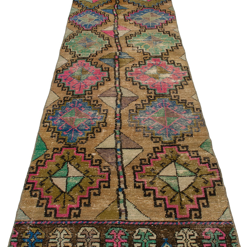 Pasillo Vintage Turco Anudado a Mano - 75 cm x 275 cm - K0092829