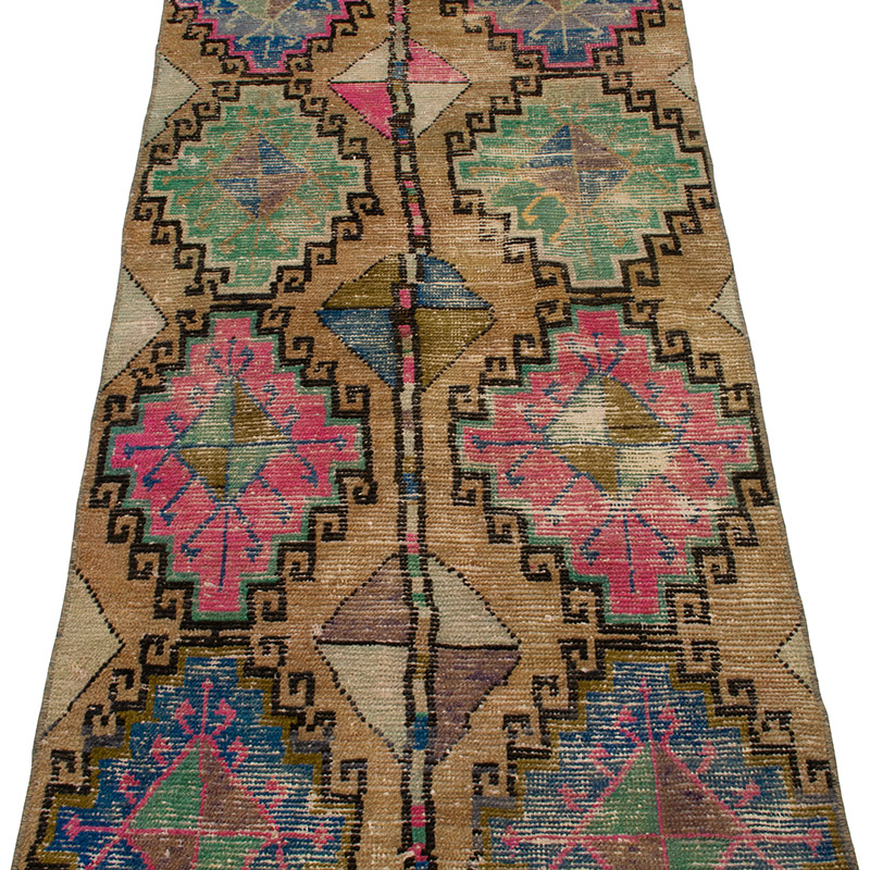 Pasillo Vintage Turco Anudado a Mano - 75 cm x 275 cm - K0092829