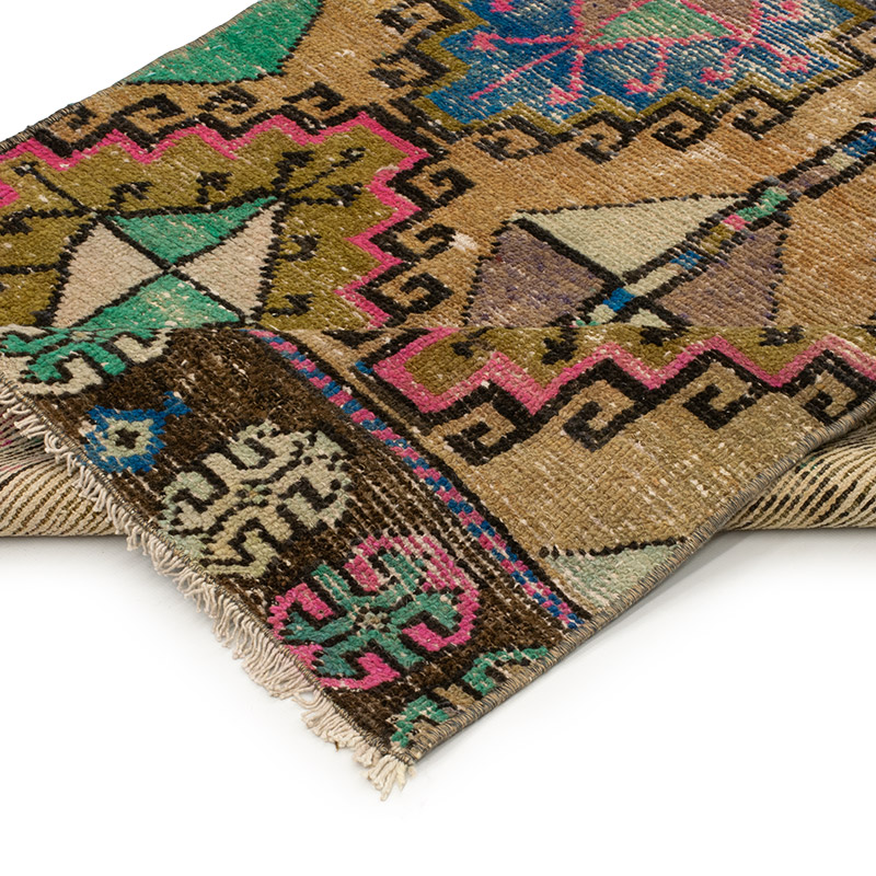Pasillo Vintage Turco Anudado a Mano - 75 cm x 275 cm - K0092829