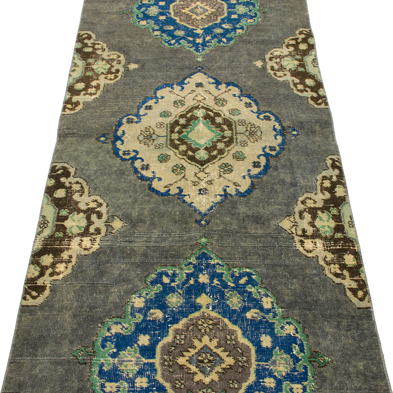 Pasillo Vintage Turco Anudado a Mano - 89 cm x 366 cm - K0092841