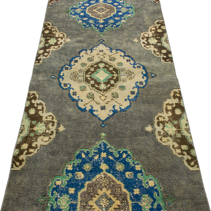 Pasillo Vintage Turco Anudado a Mano - 89 cm x 366 cm - K0092841