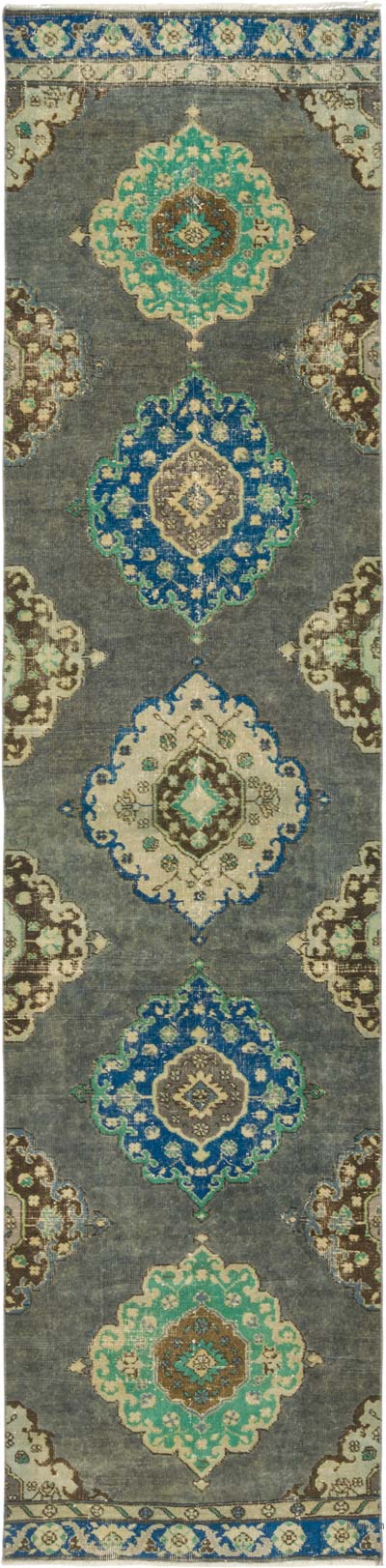 Pasillo Vintage Turco Anudado a Mano - 89 cm x 366 cm