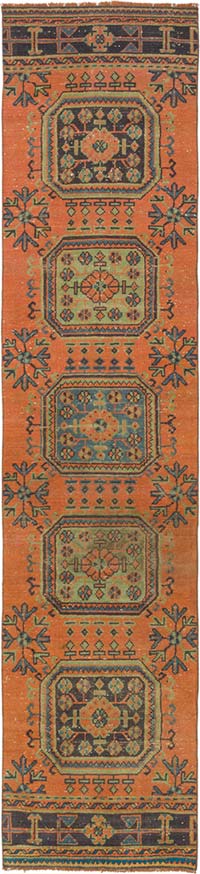 Pasillo Vintage Turco Anudado a Mano - 80 cm x 344 cm
