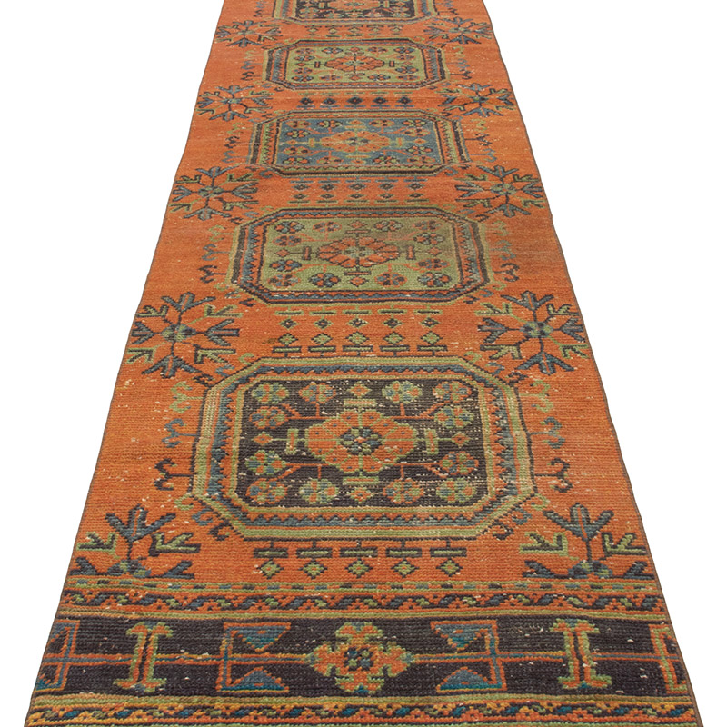 Pasillo Vintage Turco Anudado a Mano - 80 cm x 344 cm - K0092844