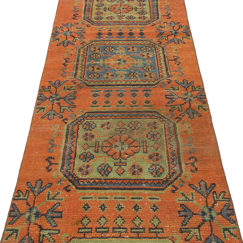 Pasillo Vintage Turco Anudado a Mano - 80 cm x 344 cm - K0092844