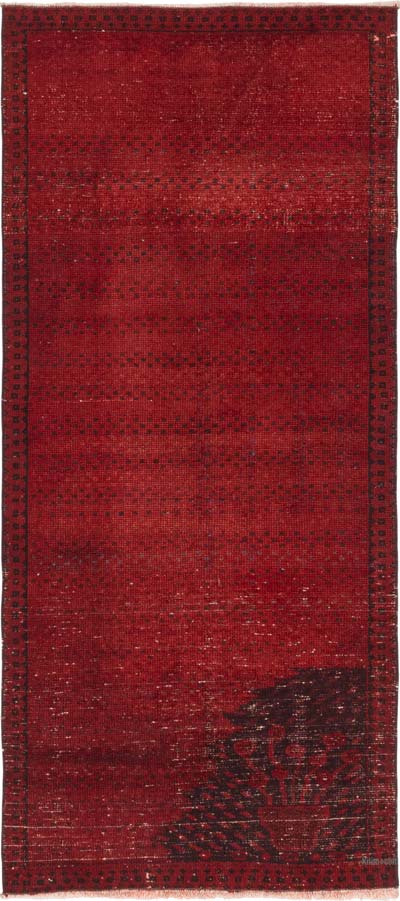 Boyalı El Dokuma Vintage Halı - 85 cm x 193 cm